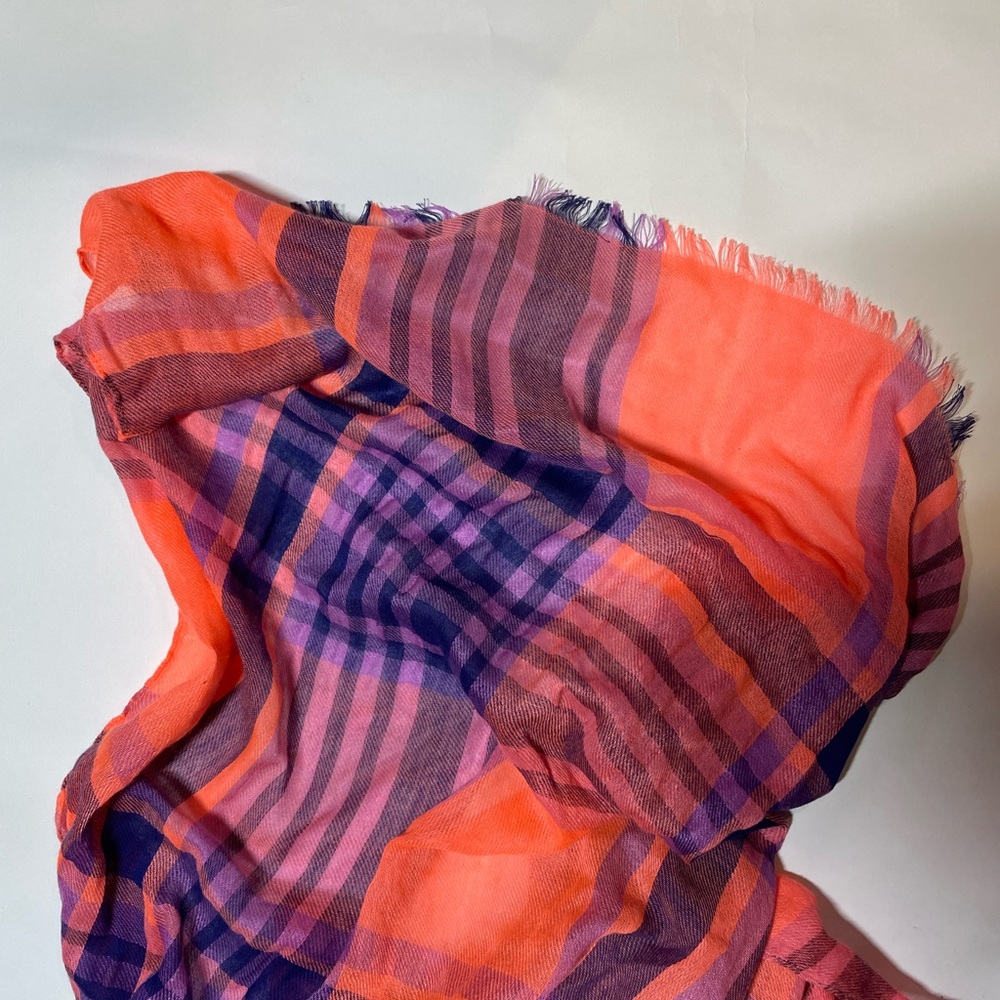 27”x70” Salmon And Purple Plaid Express Scarf